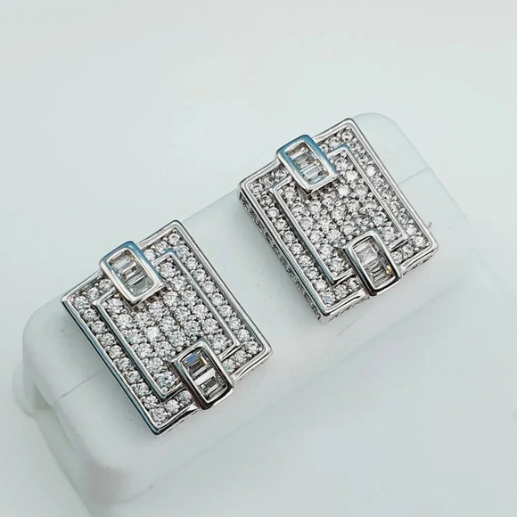 "925 Sterling Silver Cubic Zirconia Earrings, UU1P6A6069 - Picture 1 of 10